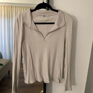 ZARA QUARTER ZIP COLLAR SHIRT